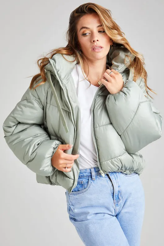 Alps Crop Hooded Puffer Coat