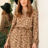 Bay Collar Detail Animal Dress