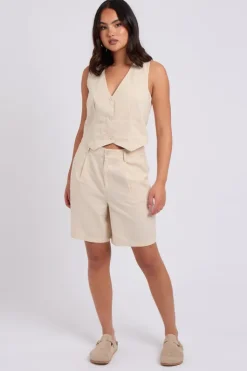 Beige Linen Blend Waistcoat