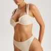 Beige Textured Ribbed Bikini Top