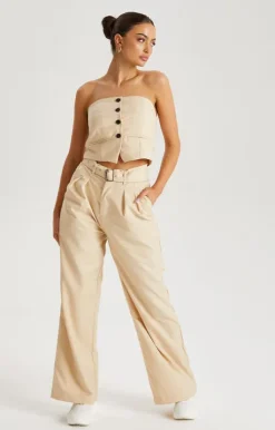 Belted Wide Leg Tailored Trouser