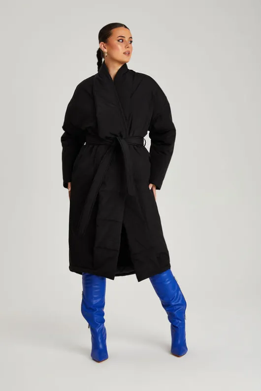 Black Belted Puffer Jacket