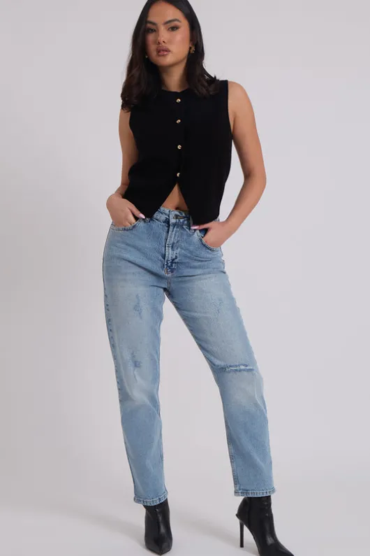 Black Button Front Vest