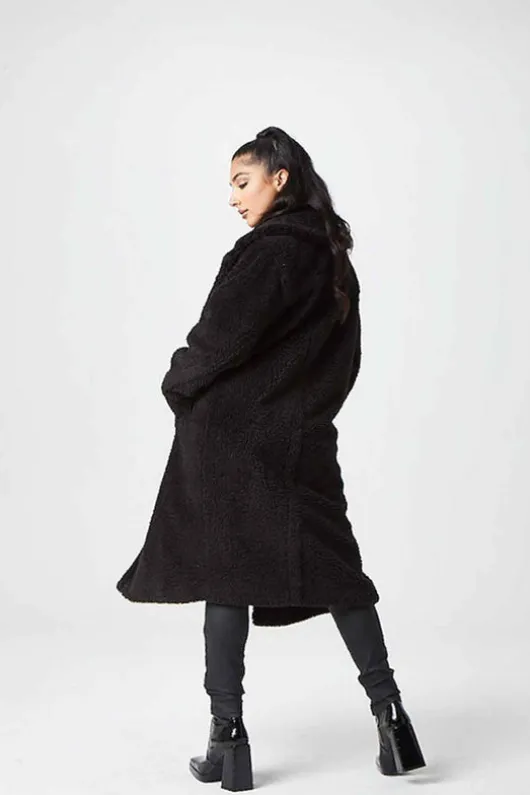 Black Chelsea Longline Teddy Borg Jacket