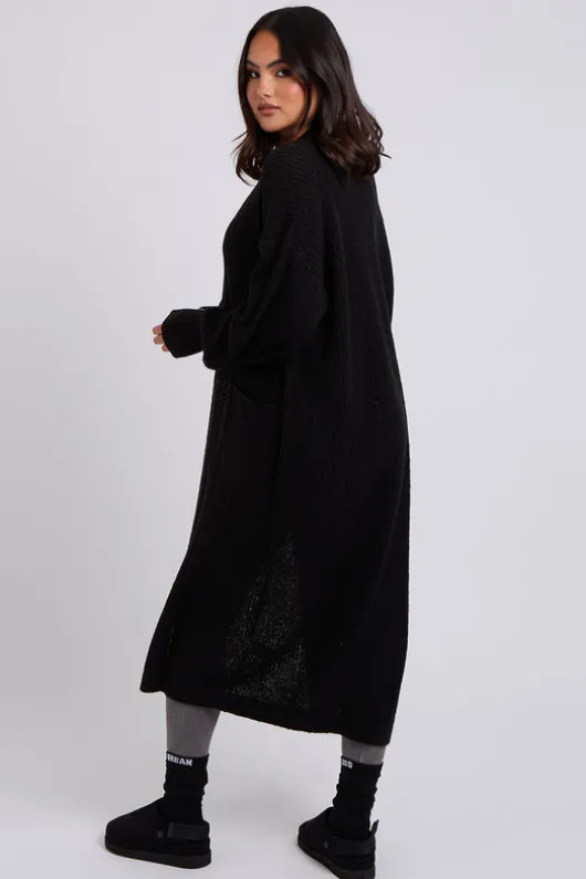 Black Chunky Longline Cardigan