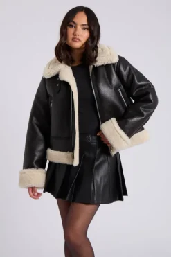 Black Cropped Bonded Jacket