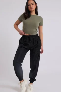 Black Parachute Cargo Trouser | Urban Bliss clothing