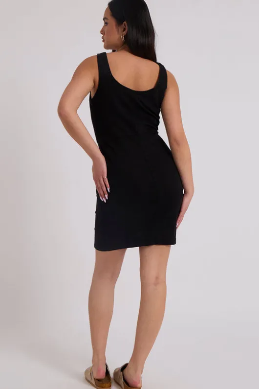 Black Toby Button Dress | Urban Bliss clothing