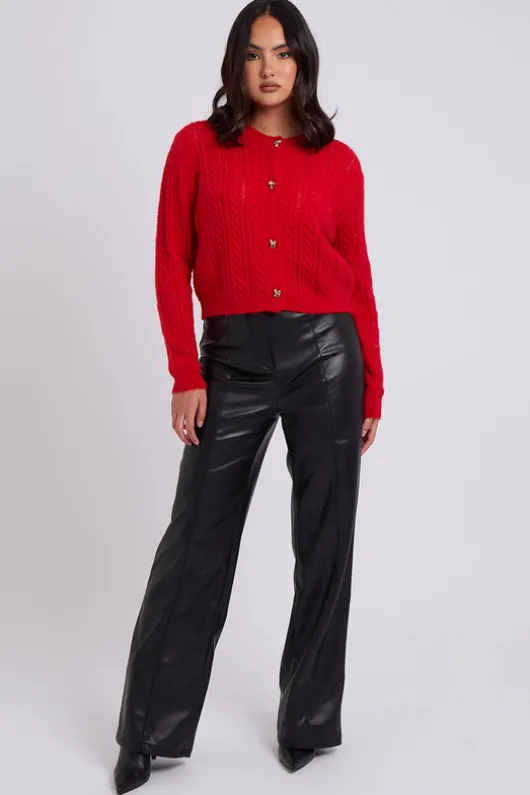 Black Wide Leg PU Trouser
