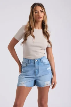 Bleach Ripped Mom Short