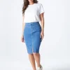 Blue Aqua Yoke Seamed Skirt