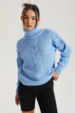 Blue Roll Neck Jumper