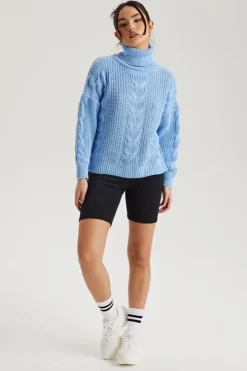 Blue Roll Neck Jumper