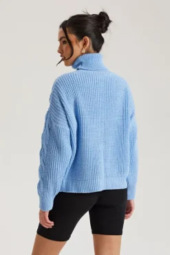 Blue Roll Neck Jumper