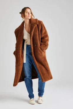 Brown Chelsea Longline Teddy Borg Jacket