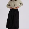 Bubble Hem Midi Skirt