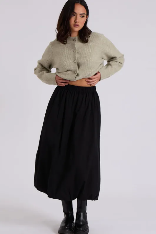 Bubble Hem Midi Skirt