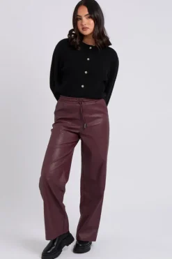 Burgundy Elasticated Wide Leg Trouser