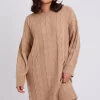 Camel Crew Neck Mini Dress
