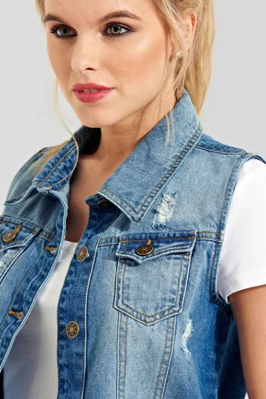 Cassie Blue Denim Gilet