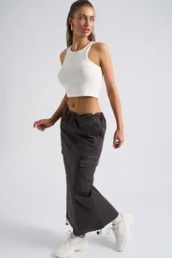 Charcoal Parachute Midi Skirt