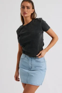 Charcoal Washed Ribbed Tee