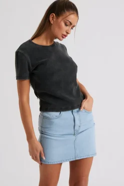 Charcoal Washed Ribbed Tee