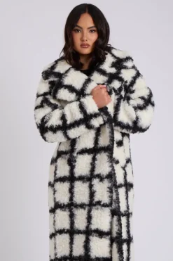 Checked Borg Longline Jacket