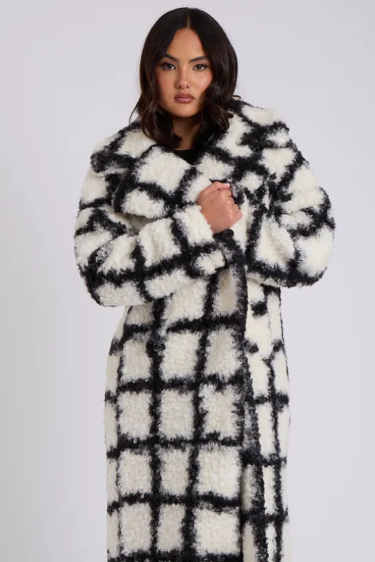Checked Borg Longline Jacket