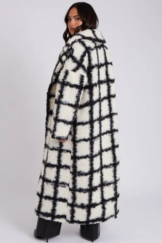 Checked Borg Longline Jacket
