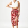 Cheyenne Ruched & Tie Midi Skirt