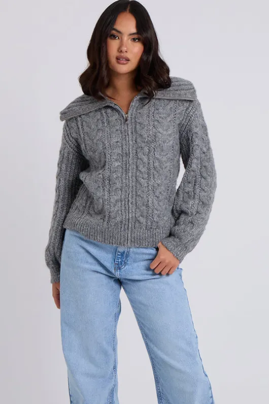 Chunky Cable Zip Up Cardigan