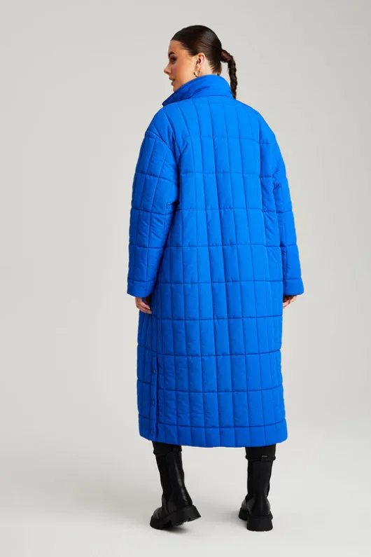 Cobalt Blue Longline Quilt Coat