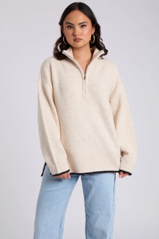 Contrast Half Zip Jumper