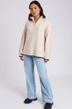 Contrast Half Zip Jumper