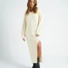 Cream Midaxi V Neck Dress
