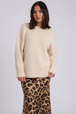 Cream Wool Blend Crew Neck Jumper