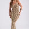 Crochet Metallic Stripe Maxi Dress