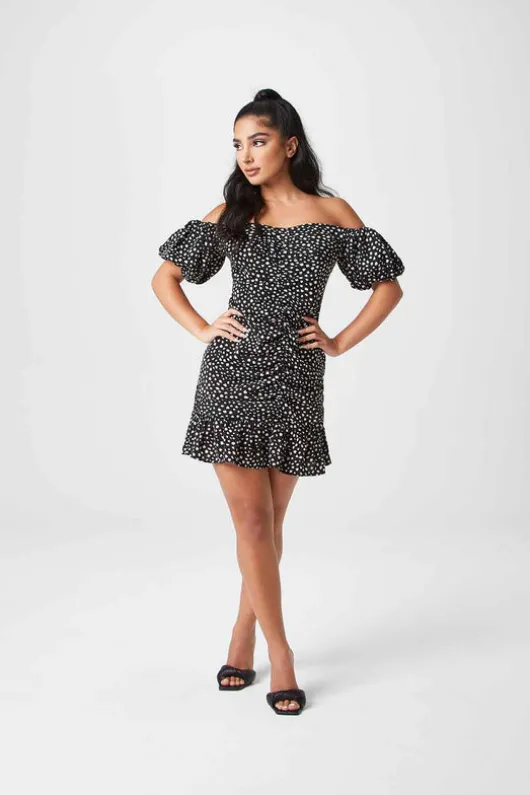 Dannika Spot Ruche Front Dress