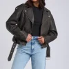 Distressed PU Biker Jacket