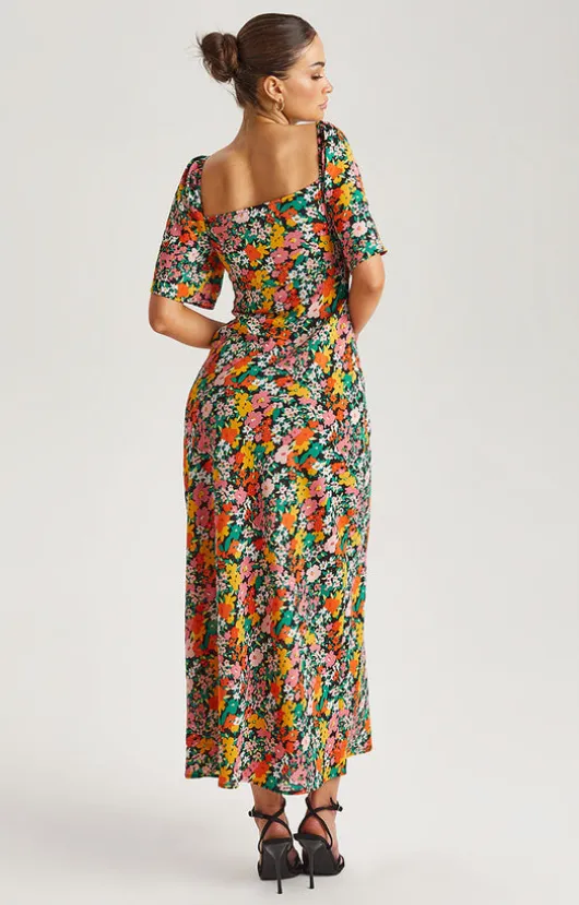Floral Angel Sleeve Maxi Dress