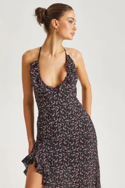 Floral Ruffle Strappy Maxi Dress
