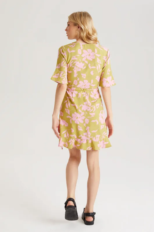 Floral Wrap Mini Dress