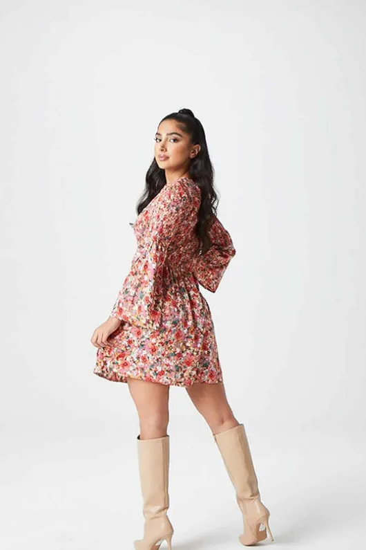 Freesia Floral Ruche Dress