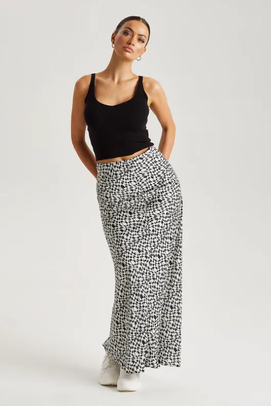 Geometric Satin Maxi Skirt
