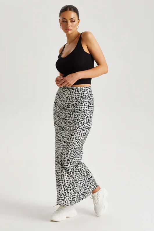 Geometric Satin Maxi Skirt