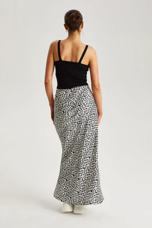 Geometric Satin Maxi Skirt