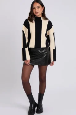 Glitter PU Mini Skirt