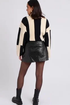 Glitter PU Mini Skirt