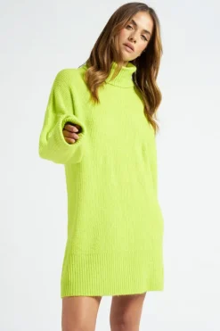 Green Mini Roll Neck Dress